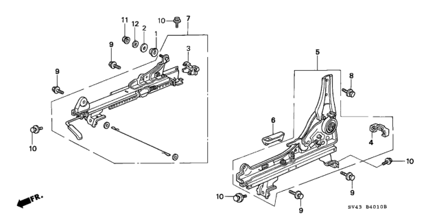1994 Honda Accord Slide, L. Reclining (Outer) Diagram for 81550-SV1-A02