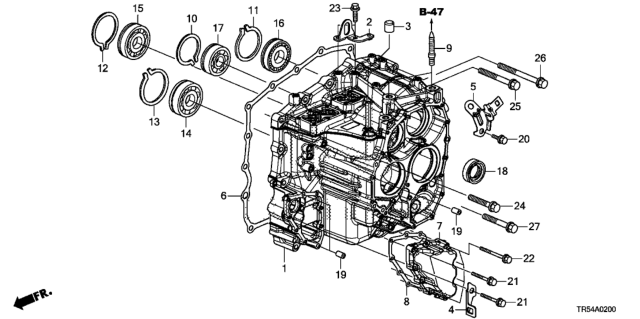 2013 Honda Civic AT Transmission Case Diagram