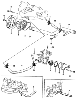 1981 Honda Civic 4 Door ** (1500) KH HMT Water Pump - Thermostat Diagram