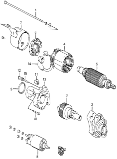 1983 Honda Accord Starter Motor Components (Mitsuba) Diagram