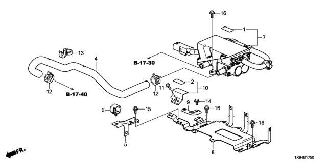 2013 Honda Fit EV Bracket, Electronic Heater Diagram for 79901-TX9-A01