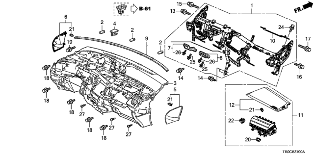 2015 Honda Civic Lid, Passenger *NH167L* (GRAPHITE BLACK) Diagram for 77821-TR6-A80ZA