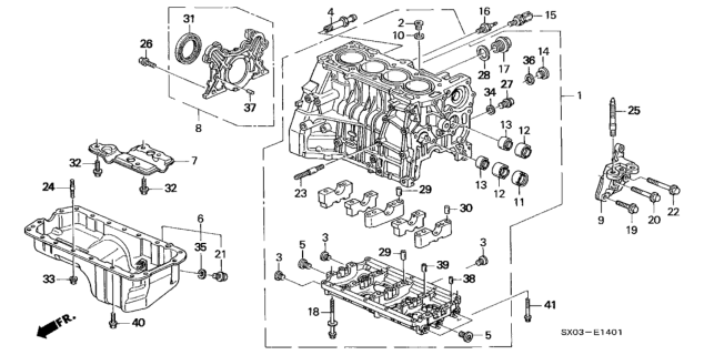 1998 Honda Odyssey Cylinder Block - Oil Pan (2.3L) Diagram