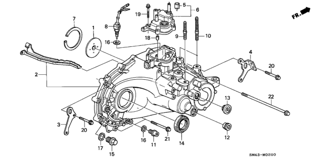 1990 Honda Accord Case, Transmission Diagram for 21200-PX5-000