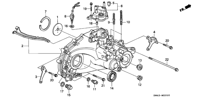 1990 Honda Accord MT Transmission Housing Diagram