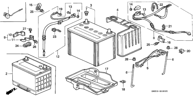 1992 Honda Accord Bracket, Cable Diagram for 32411-SM4-A00