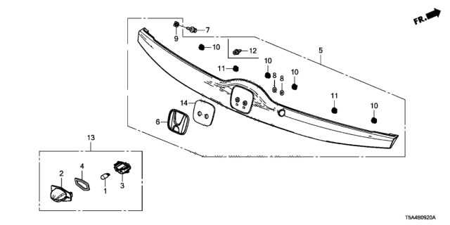 2017 Honda Fit License Light - License Garnish Diagram