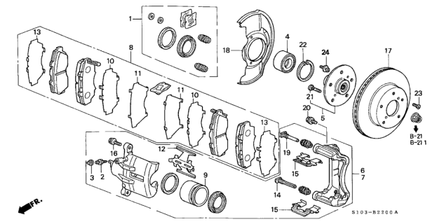 2000 Honda CR-V Front Brake Diagram