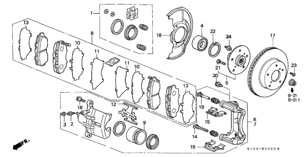 1997 Honda CR-V Front Brake Diagram