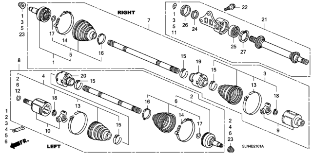 2008 Honda Fit 5 Door BASE KA 5AT Driveshaft - Half Shaft Diagram