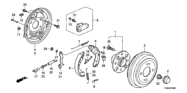 2012 Honda Fit Rear Brake (Drum) Diagram