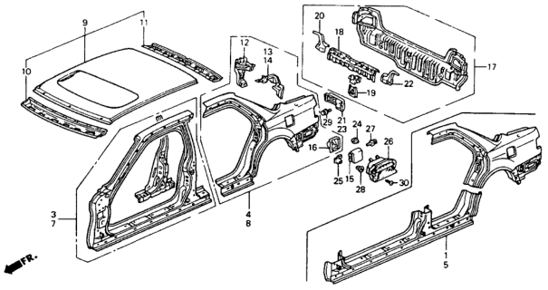 1992 Honda Accord Outer Panel Diagram