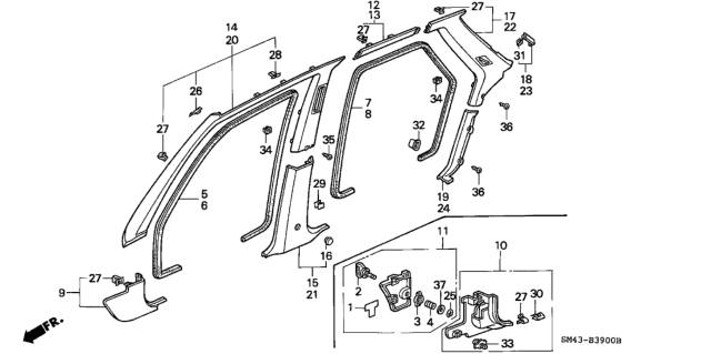 1990 Honda Accord Lining Assy., L. Cowl Side *YR129L* (URBAN BROWN) Diagram for 83161-SM4-A00ZE