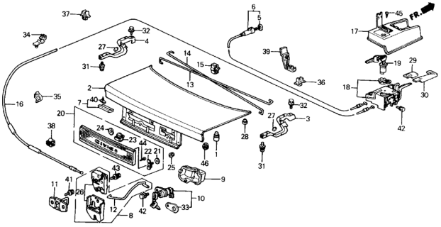 1988 Honda Civic Cylinder, Trunk Remote Control Diagram for 74886-SH4-A01