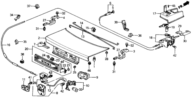 1988 Honda Civic Cylinder, Trunk Diagram for 74861-SH4-003