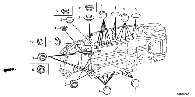 2008 Honda Accord Grommet (Lower) Diagram