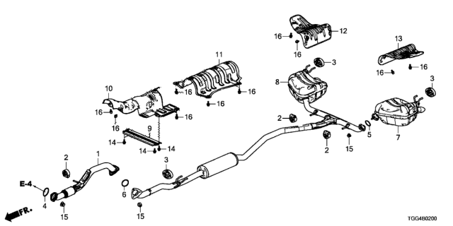 2019 Honda Civic Exhaust Pipe - Muffler Diagram