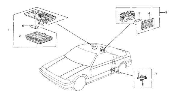 1986 Honda CRX 2 Door HF KL 5MT Interior Light Diagram