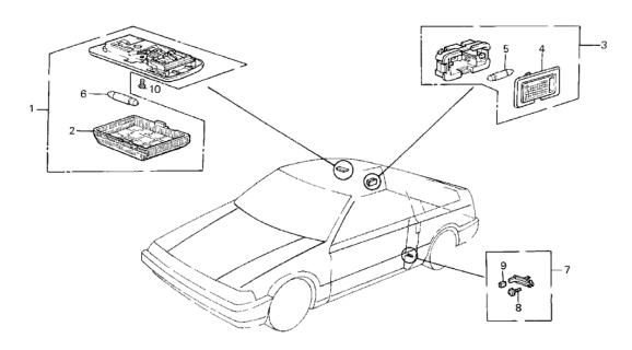 1985 Honda CRX Light Assembly, Interior (Warm White) Diagram for 34250-SB2-003ZA