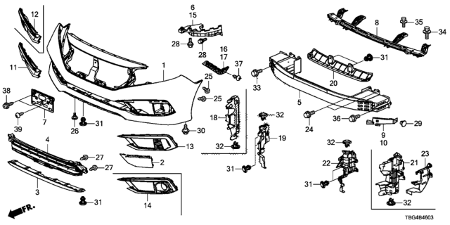 2019 Honda Civic Front Bumper Diagram