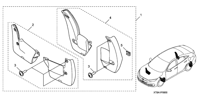 2021 Honda Civic Splash Guards Diagram