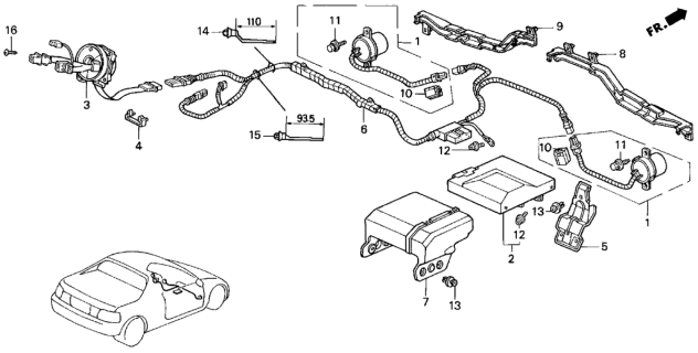 1993 Honda Del Sol Cover, SRS Unit Diagram for 77964-SR2-A00