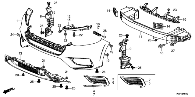 2019 Honda Insight Lower Grille, Front Diagram for 71160-TXM-A12