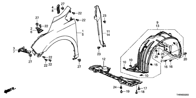 2019 Honda Odyssey Panel Set, Left Front Fender Diagram for 60261-THR-305ZZ