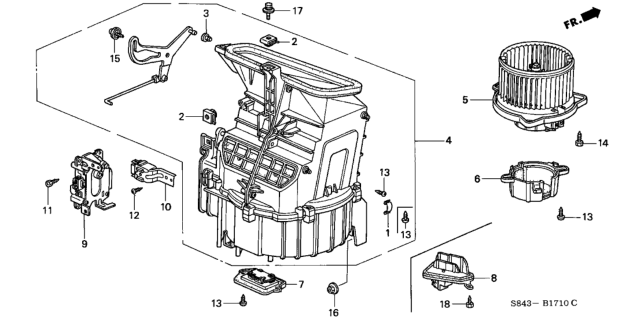 1999 Honda Accord Motor Assembly, Fan Diagram for 79310-S84-A01