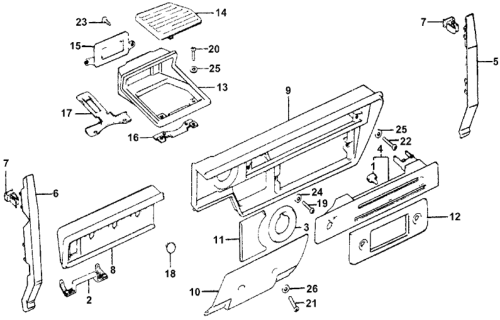 1978 Honda Accord Instrument Garnish Diagram