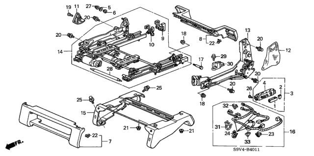 2004 Honda Pilot Front Seat Components (Driver Side) (Power) Diagram