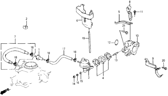 1984 Honda Civic 5 Door DX KA 5MT Fuel Pump - Fuel Tubing Diagram