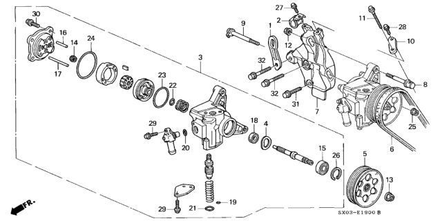 1997 Honda Odyssey Pump Sub-Assembly, Power Steering Diagram for 56110-P1E-003