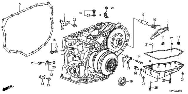 2014 Honda Accord 4 Door LX KL CVT AT Transmission Case Components (L4) Diagram