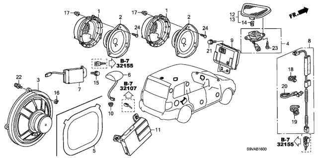 2008 Honda Pilot Antenna Assembly, Xm (Taffeta White) Diagram for 39150-S9V-A01ZD