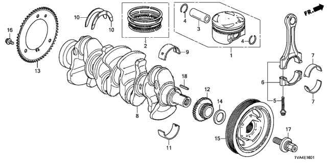 2018 Honda Accord Ring Set, Piston (Over Size) (0.25) Diagram for 13021-6B2-A01