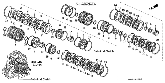1998 Honda Odyssey 5 Door LX (6 SEATS) KA 4AT AT Clutch (2.3L) Diagram