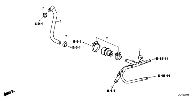 2020 Honda Civic Tube, Purge Control Valve Diagram for 17131-RPY-G00