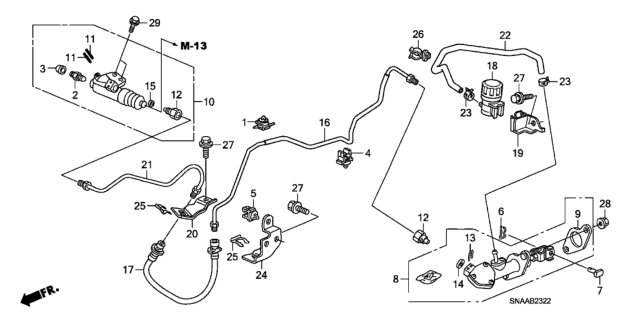 2009 Honda Civic 4 Door SI (HPT NAVIGATION) KA 6MT Clutch Master Cylinder (2.0L) Diagram
