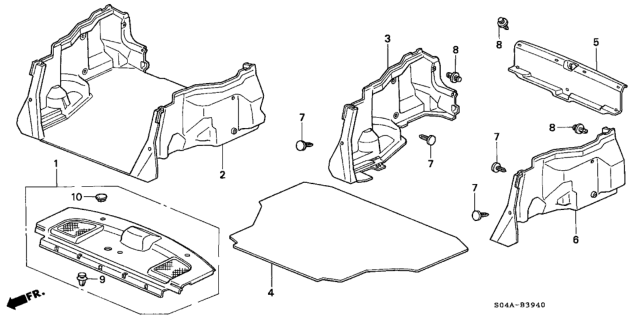 2000 Honda Civic Tray Assy., RR. *NH178L* (EXCEL CHARCOAL) Diagram for 84500-S04-C00ZA