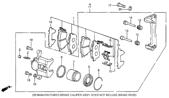 1983 Honda Prelude Caliper Assembly, Left Front (Nissin) Diagram for 45230-SB0-674