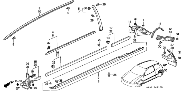 1994 Honda Civic 3 Door SI (ABS) KA 5MT Molding - Protector Diagram