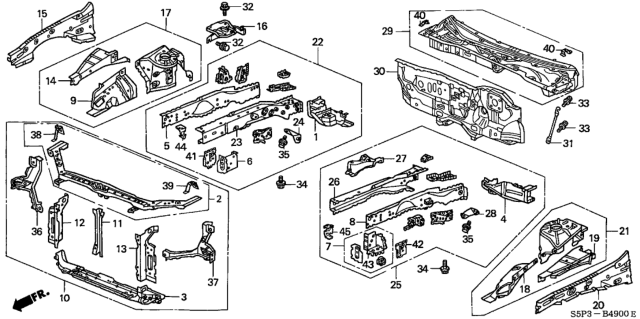 2003 Honda Civic Front Bulkhead Diagram