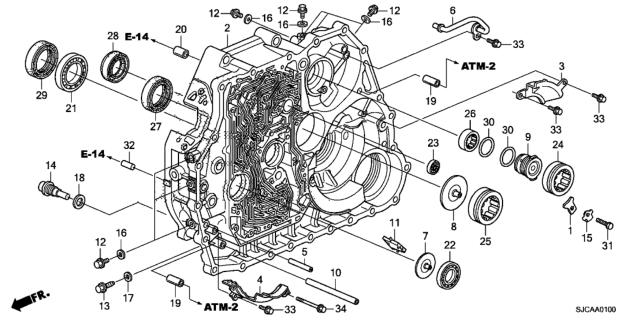 2014 Honda Ridgeline 4 Door RTS KA 5AT AT Torque Converter Case Diagram