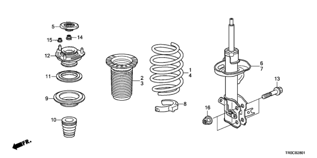 2015 Honda Civic Shock Absorber Unit, Right Front Diagram for 51611-TR7-B14