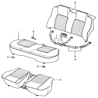 1982 Honda Civic 4 Door ** (1500) KA HMT Rear Seat - Seat Belt Diagram