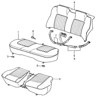 1981 Honda Civic Seat Belt Assy., R. RR. *R20L*(Nippon Seiko) (ROSE WINE RED) Diagram for 78610-SA3-674ZE