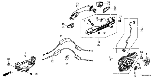 2020 Honda Clarity Plug-In Hybrid Handle Complete Driver Side (Platinum White Pearl) Diagram for 72681-TRV-A71ZE