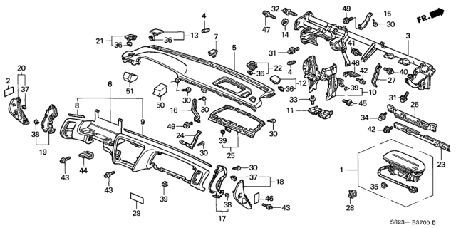 1999 Honda Accord Garnish Assy., Defroster *NH264L* (Driver Side) (CLASSY GRAY) Diagram for 77470-S84-A00ZD