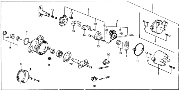 1987 Honda Civic Distributor (Hitachi) Diagram